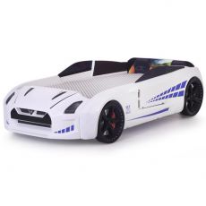 Дитяче ліжко машина GTR White 190х90 см з підсвіткою, музикою, шкіряний салон, пультом